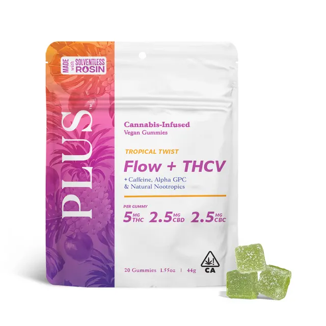 FLOW TROPICAL TWIST THC/THCV/CBC SOLVENTLESS GUMMIES - 20 PACK