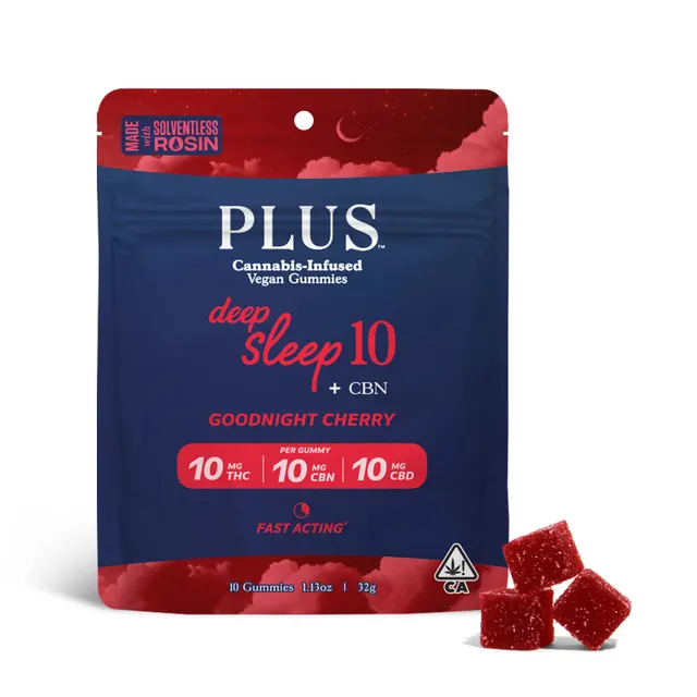 GOODNIGHT CHERRY DEEP SLEEP 10 THC:CBD:CBN SOLVENTLESS GUMMIES