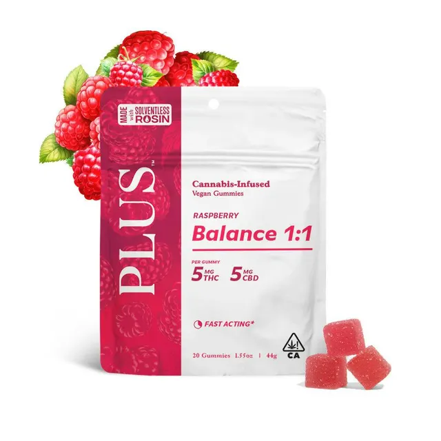 Raspberry Balance 1:1 Gummies [Solventless Rosin]