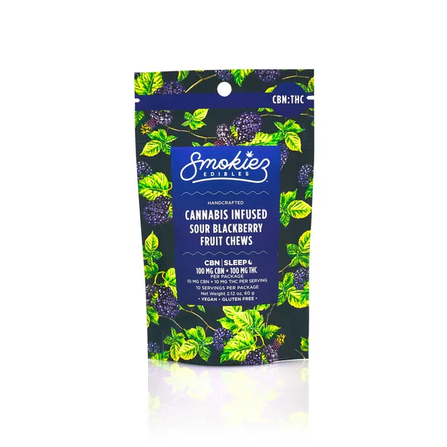 SMOKIEZ - GUMMIES - 100MG THC / 100MG CBN - 10PK - SOUR BLACKBERRY 1:1 - INDICA