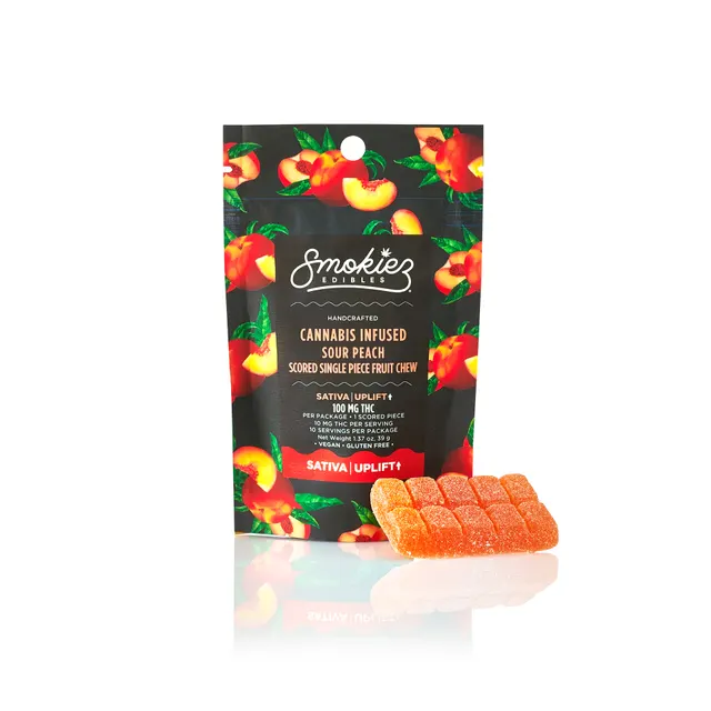 (Smokiez) Sour Gummies 100mg 1pk Peach (Sativa)