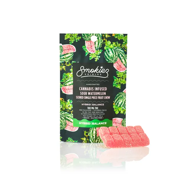 (Smokiez) Sour Gummies 100mg 1pk Watermelon (Hybrid)
