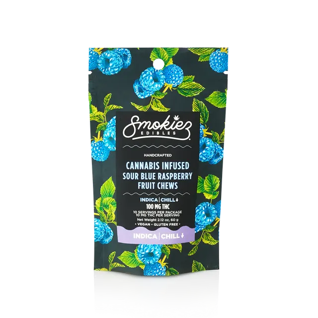 (Smokiez) Sour Gummies 100mg Blue Raspberry (Indica)