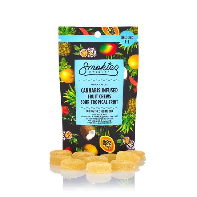 (Smokiez) Sour Gummies 100mg Tropical (Hybrid 1:1)