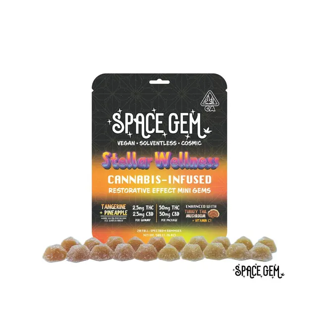 Mini Gems - Stellar Wellness - Tangerine Pineapple - 20pk 50mg CBD 50mg THC