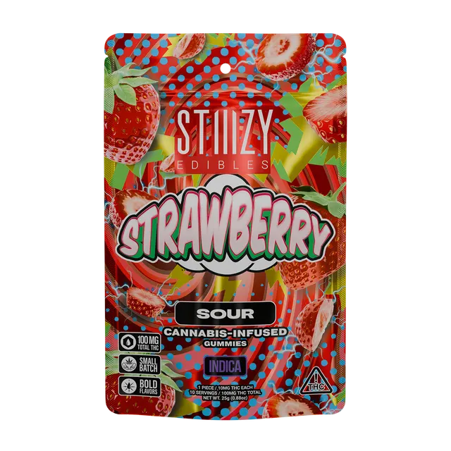 SOUR STRAWBERRY GUMMIES 100MG STIIIZY M{159} N{377}