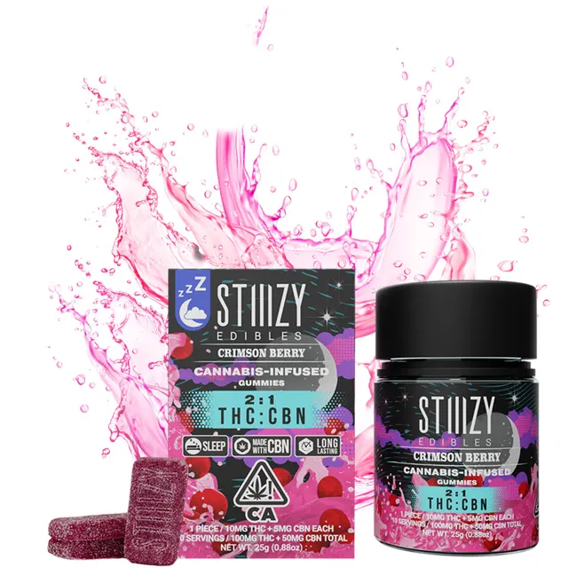 Stiiizy Crimson Berry 2:1 100mgTHC:50mgCBN Sleep Gummies