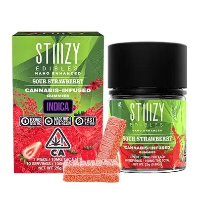 Stiiizy Sour Strawberry Gummies 100mg 10pk