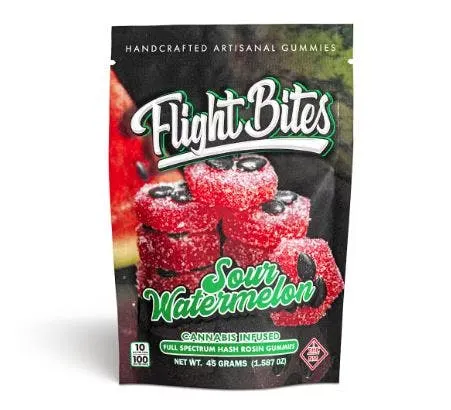 Flight Bites Sour Watermelon Rosin Gummies 100mg