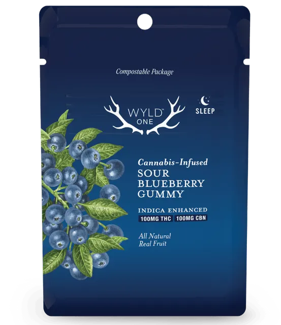 100mg Single 1:1 CBN Sour Blueberry - Gummy - Wyld