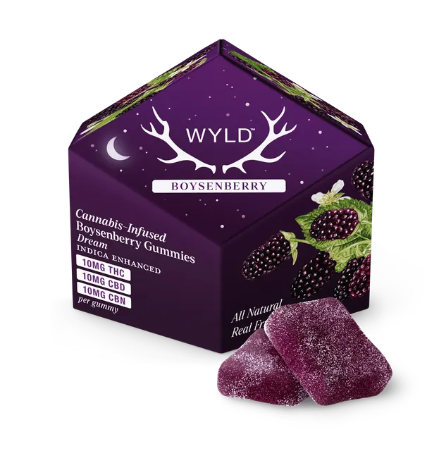 Boysenberry 1:1:1 CBD:CBN Indica Enhanced Gummies | 100mg | 10ct | 10mg/ea