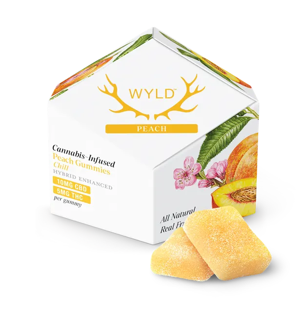 WYLD - GUMMIES - 50MG THC / 100MG CBD - 10PK - PEACH 2:1 - HYBRID