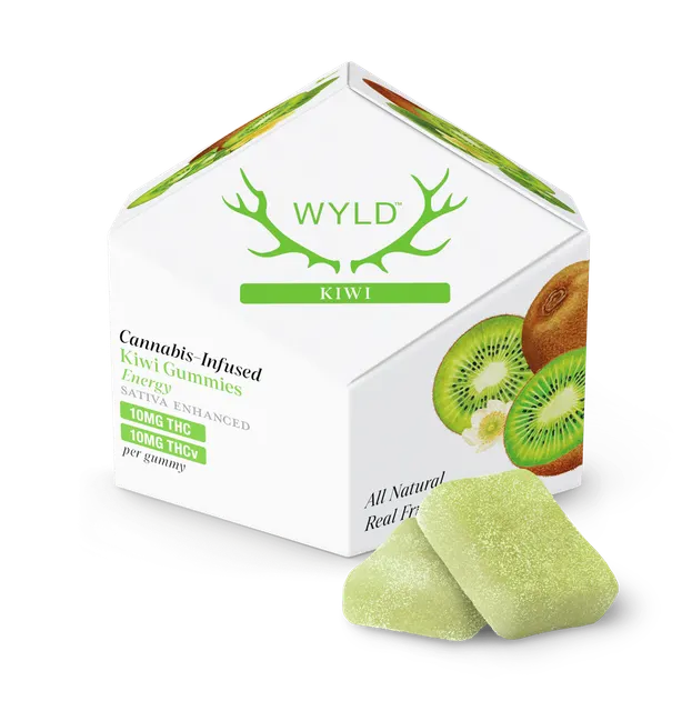 WYLD | Kiwi 1:1 THCv + Sativa Enhanced Gummies | 100mg | 10ct | 10mg/ea