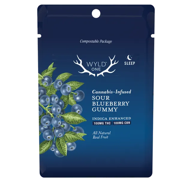WYLD - One Gummies 1:1 - Sour Blueberry (I) (100mg THC/CBN)
