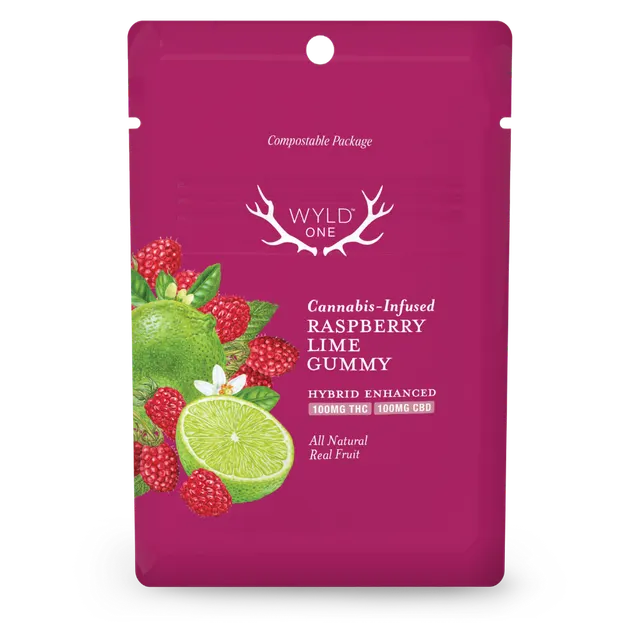 WYLD - WYLD ONE - GUMMIES - 100MG CBD / 100MG THC - 1PK - RASPBERRY LIME 1:1 - HYBRID